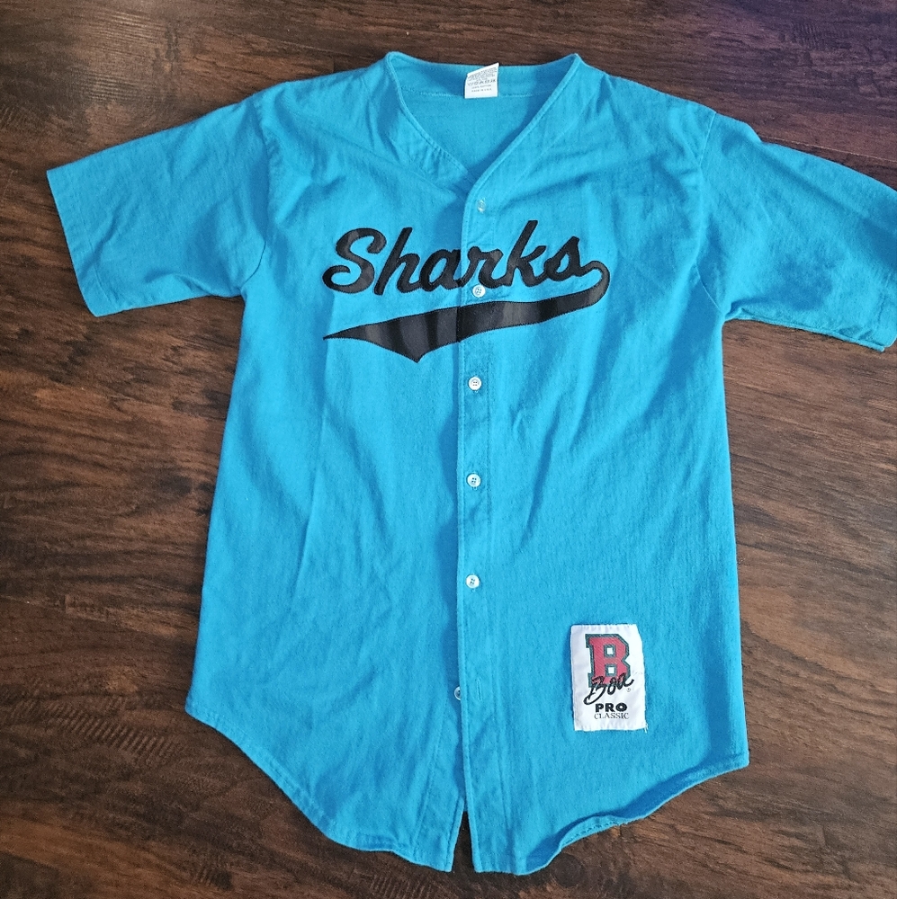 Vintage BOA Sportswear San Jose Sharks Baseball Jersey size Large